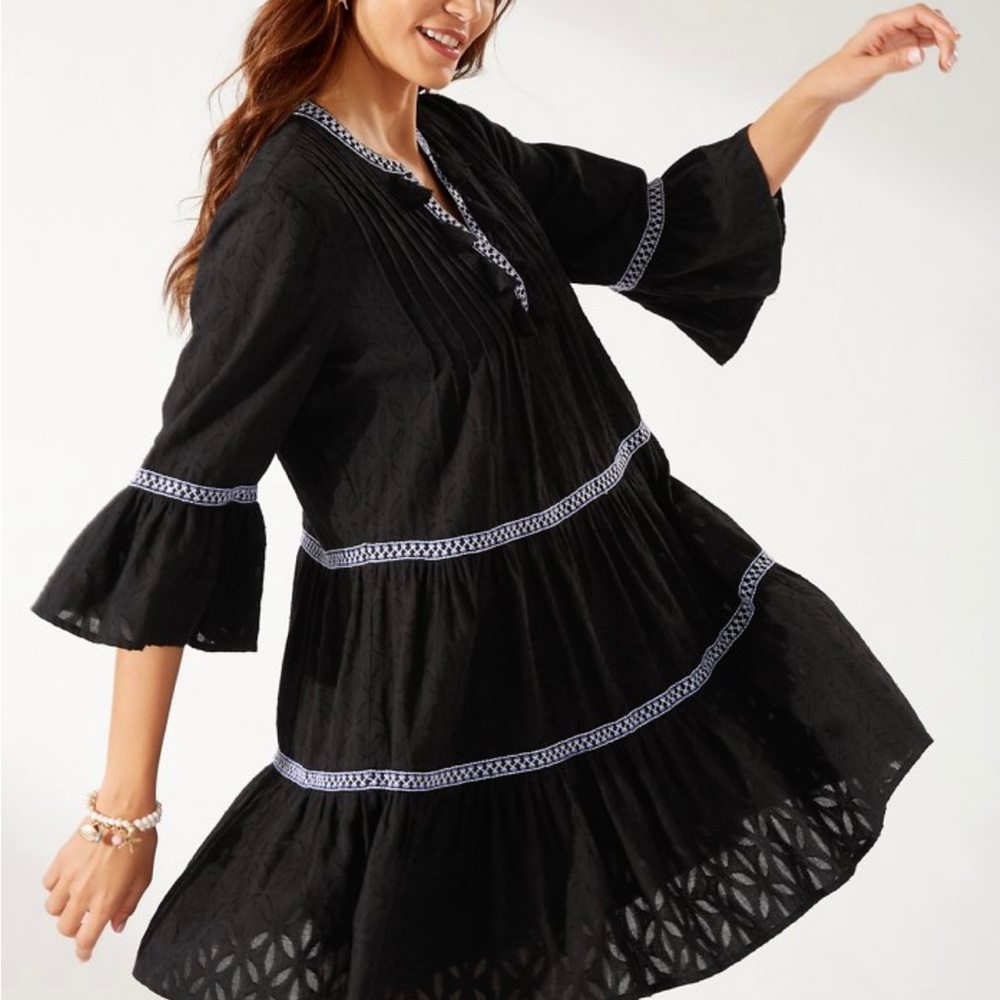 Tommy Bahama Cotton clip embroidered Tier dress
